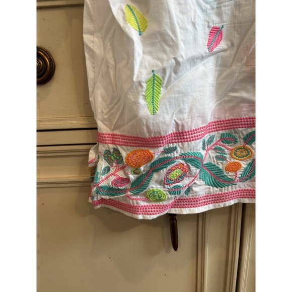 Gretchen Scott Embroidered White Colorful Cotton Tunic Blouse Cotton Preppy Sm - Picture 7 of 7